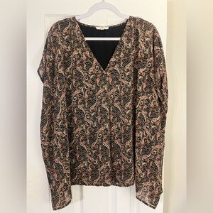 Entro Black and Orange Graphic Relaxed Blouse